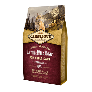 Croquettes Carnilove Chat Sétrilisé Agneau et Sanglier 2kg