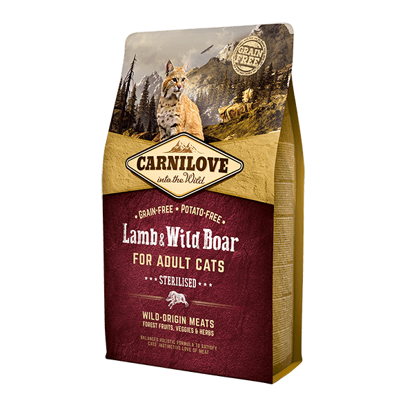 Croquettes Carnilove Chat Sétrilisé Agneau et Sanglier 2kg