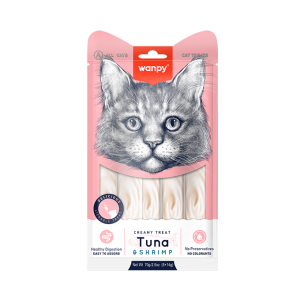 WANPY – Friandises à Lécher Thon & Crevette pour Chat (14 g × 5)