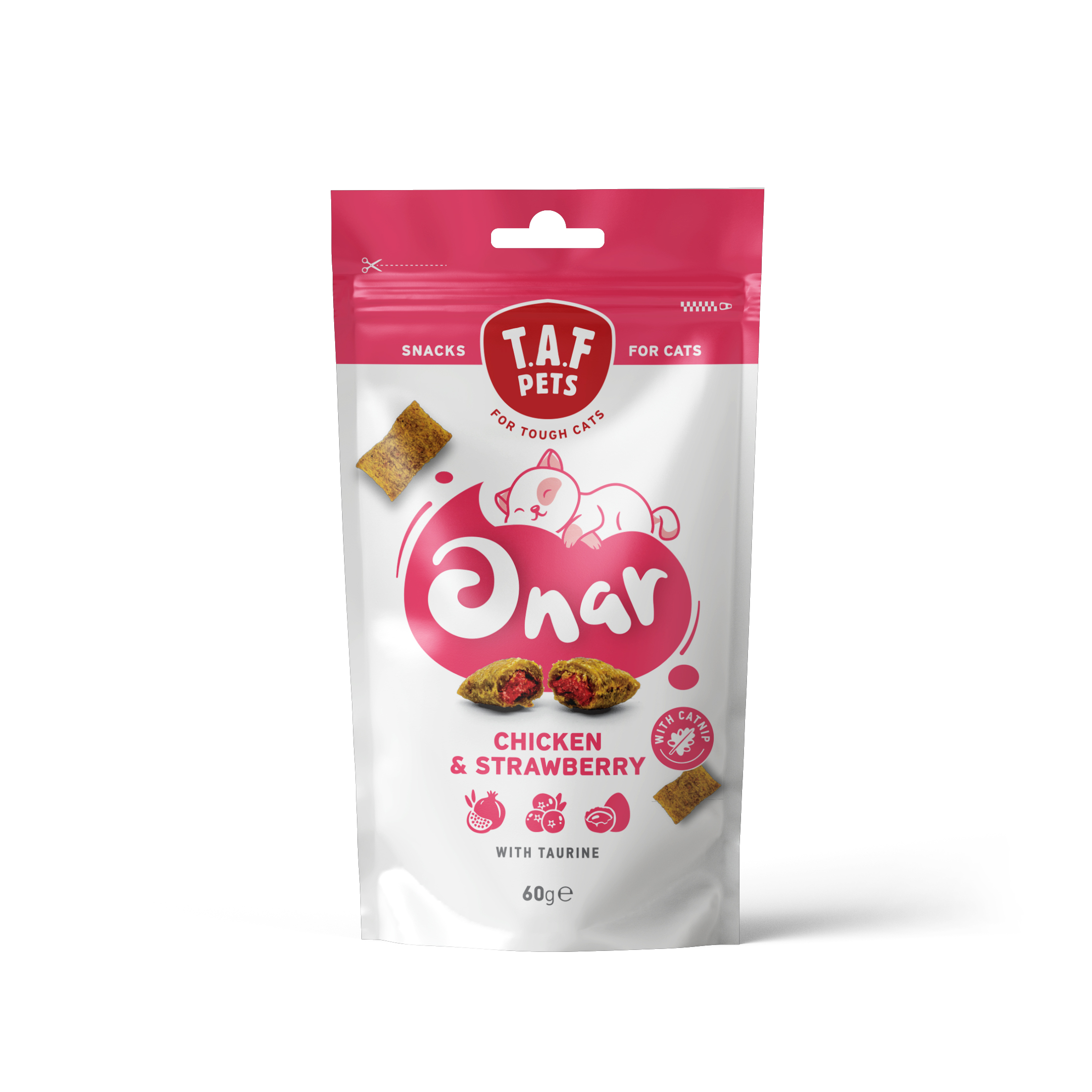 ONAR Crunchy Chicken & Strawberry – Friandises pour Chat 60 g