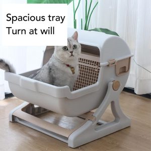 Bac à Litière Semi – Automatique pour Chat – Grande Capacité 20 pouces