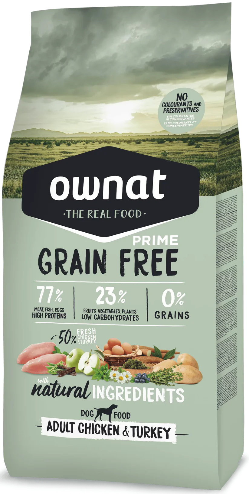 Ownat Grain Free Prime Adult Poulet & Dinde Chien 3–12 kg