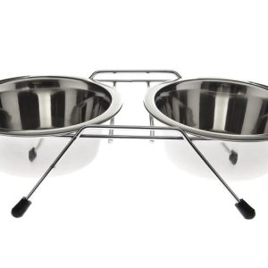 Double Bol Inox 2-en-1 pour Chien et Chat