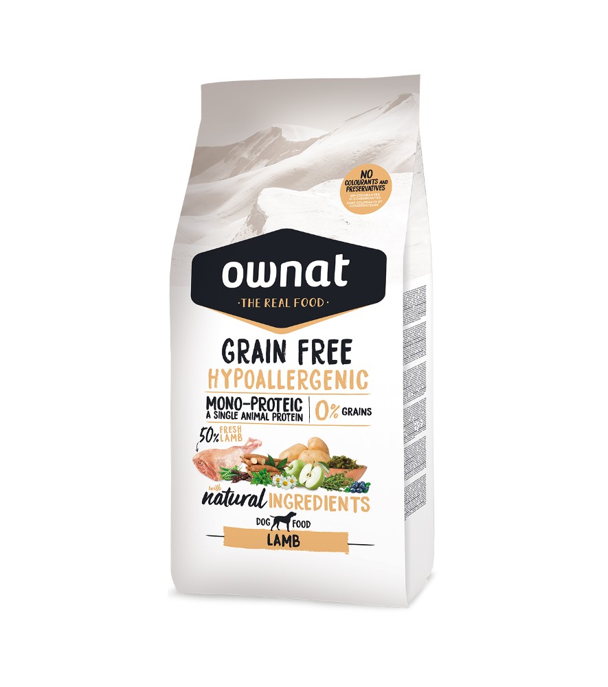 Ownat Grain Free Hypoallergenic Agneau 12 kg – Croquettes Chien