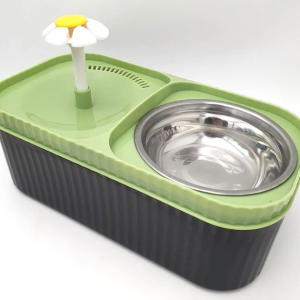 Fontaine à Eau 2-en-1 avec Bol Inox pour Chat