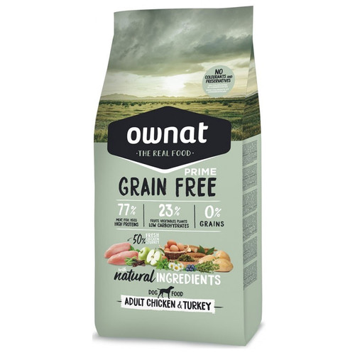 Ownat Grain Free Prime Adult Chien Poulet et Dinde 3kg – 12kg