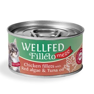 WELLFED Filletto Meze Poulet, Algues Rouges & Huile de Thon – Chaton 70 g