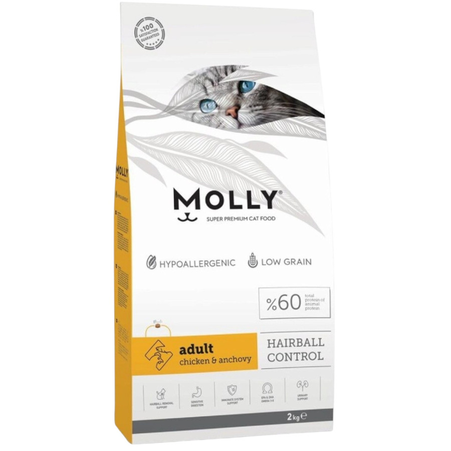 Molly Hairball Control Poulet & Anchois 2 kg