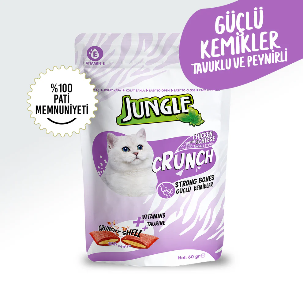 Jungle Crunch Hairball Poulet & Fromage pour Chat – 60 g
